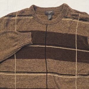 Dockers Men's Geometric Print Brown Tan Crewneck‎ Sweater Dad Grandpa XL